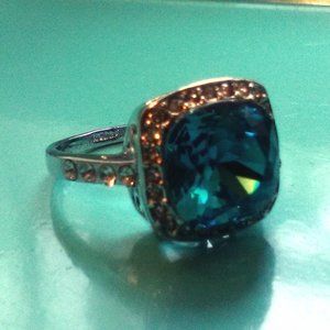 Turquoise with diamond cut CZ 925 Silver sz 7.75